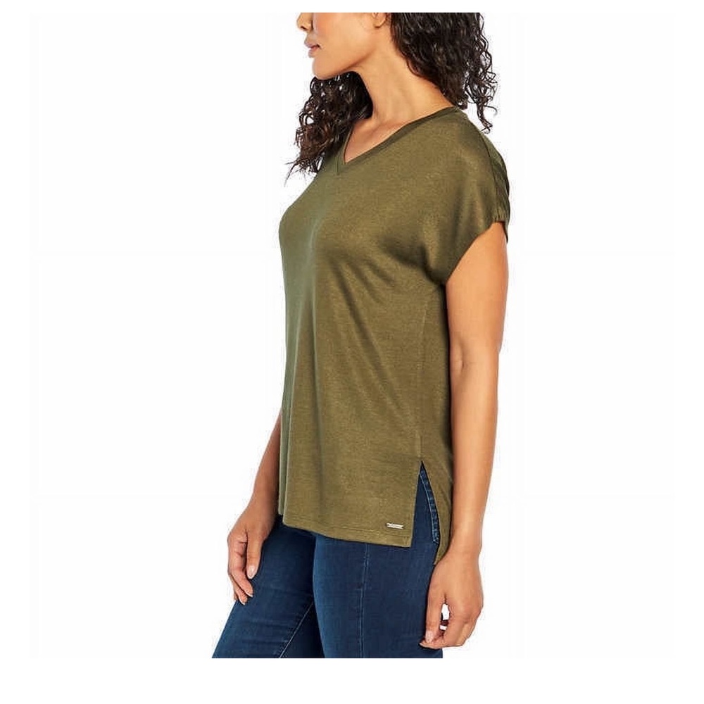 Olive Green Orvis V-Neck Blouse